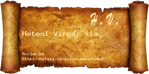 Hetesi Virgília névjegykártya